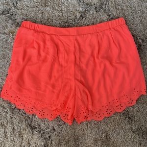 Charlotte Russe Neon Coral High Waisted Laser Cut Scalloped Shorts. Size 2X
